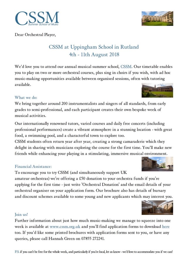 CSSM instrumental invitation 2018